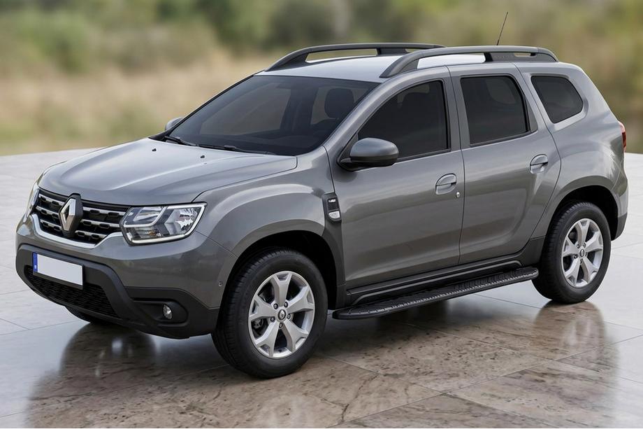 Renault Duster 2018-2024 гг. Боковые Подножки Bosphore Black (2 шт., Алюминий) Image