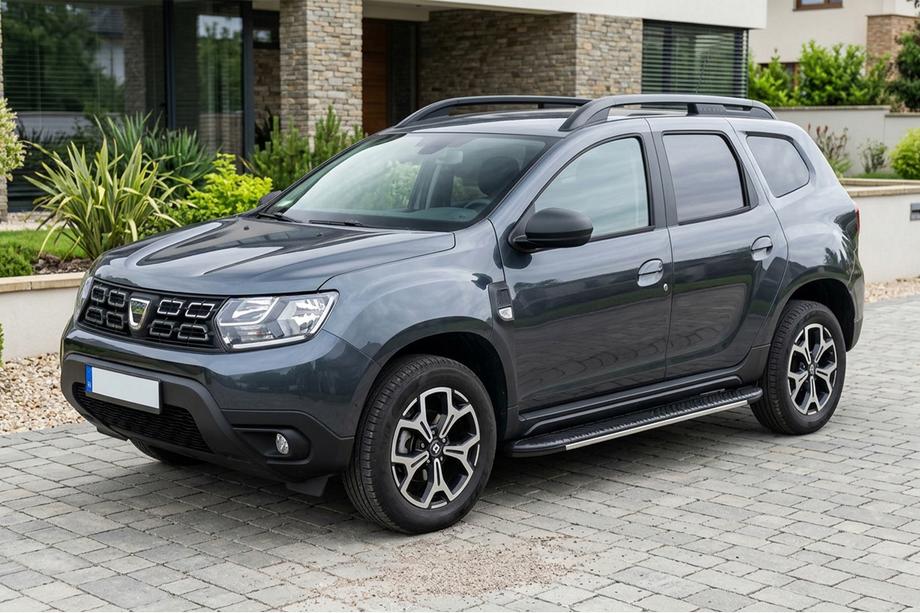 Renault Duster 2018-2024 гг. Боковые Подножки Bosphore Grey (2 шт., Алюминий) Image