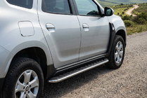Dacia Duster 2018-2024 гг. Боковые Подножки Maydos V1 (2 шт., Алюминий) фото 1
