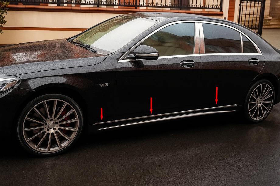Mercedes S-class W222 2013-2022 гг. Накладки на молдинги V1 (6 шт, нержавейка) Image