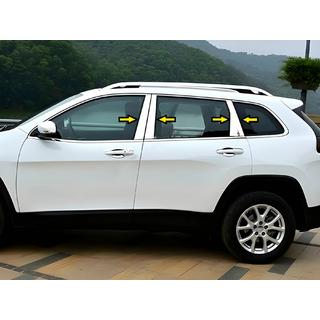 Накладки на дверные стойки из нержавеющей стали Jeep Cherokee KL 2013- гг. фото 1