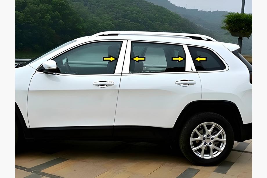 Jeep Cherokee KL 2013- гг. Накладки на дверные стойки из нержавеющей стали Image