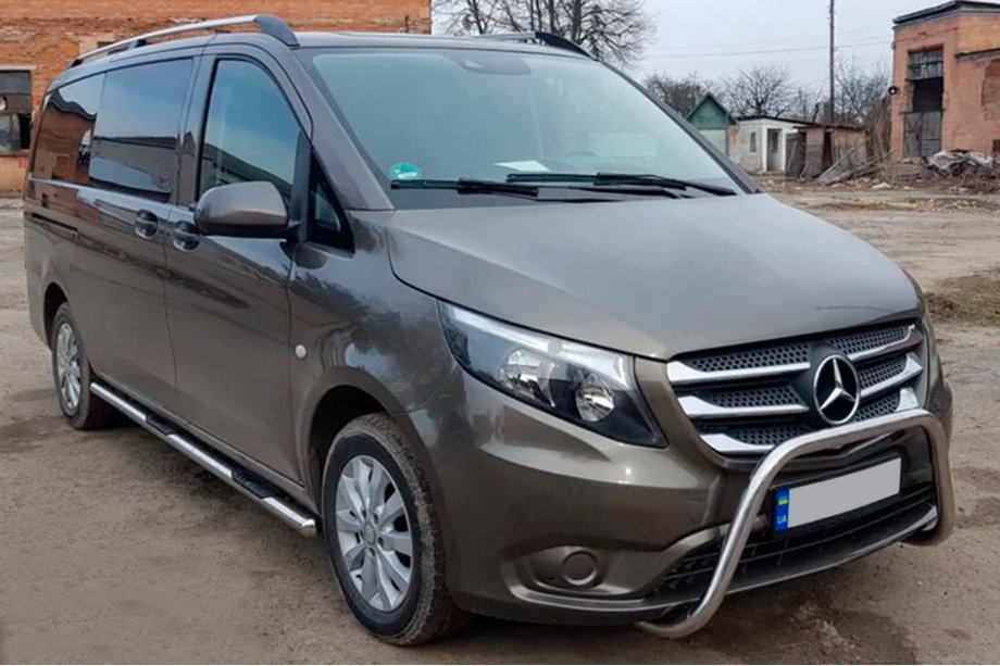 Mercedes Vito/V-class W447 2014- гг. Боковые трубы 2 шт., нержавейка d70, короткая/средняя база (L1/L2) Фото 4