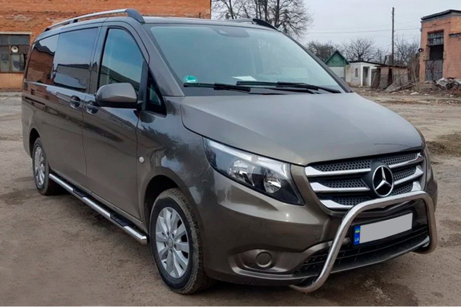 Mercedes Vito/V-class W447 2014- гг. Боковые трубы 2 шт., нержавейка d70, короткая/средняя база (L1/L2) Фото 3