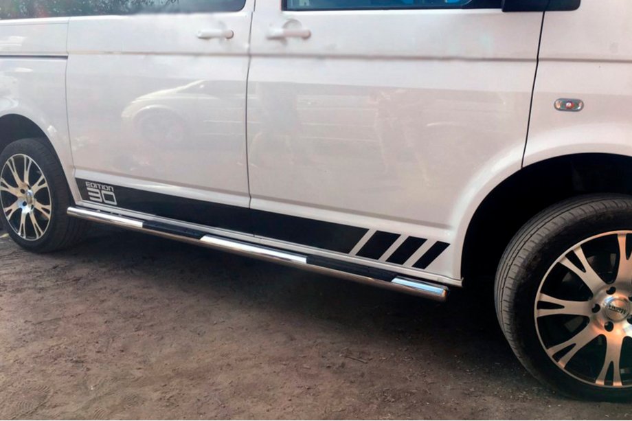 Volkswagen T6 2015-2024 гг. Боковые трубы (2 шт., нержавейка) 70мм, Короткая База Фото 3