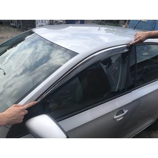 Ветровики с хромированным молдингом SD (4 шт, Niken) Skoda Rapid 2012-2019 гг. фото 4