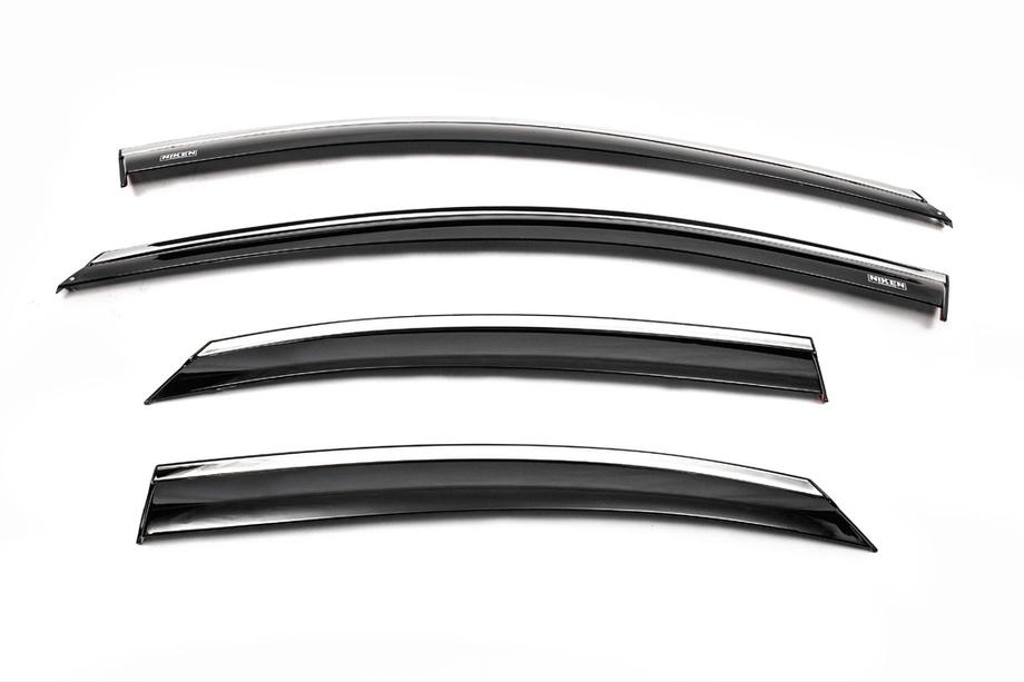 Ford Focus II 2008-2011 гг. Ветровики с хромированным молдингом SD/HB (4 шт, Niken) Image