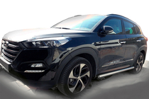 Hyundai Tucson TL 2016-2021 гг. Боковые трубы (2 шт., нержавейка) фото 1