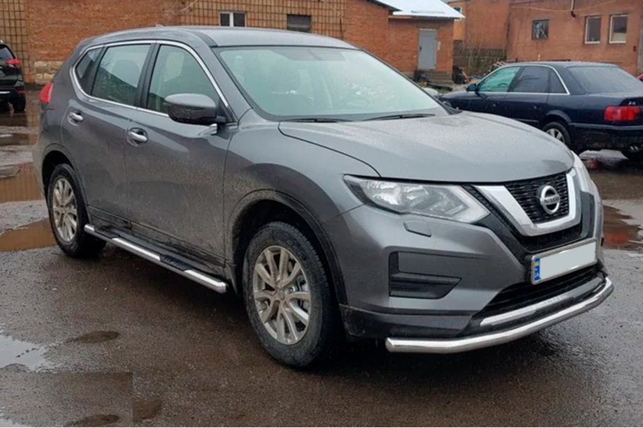 Nissan X-trail T32/Rogue 2014-2021 гг. Боковые трубы (2 шт, нержавейка) Image