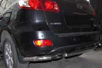 Hyundai Santa Fe 2 2006-2012 гг. Задние угловые дуги с центральной частью AK0073 (2 шт., нержавейка) фото 1