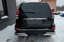 Toyota Land Cruiser Prado 120 2002-2009 гг. Задние двойные уголки AK003-2 (2 шт., нержавейка) фото 2