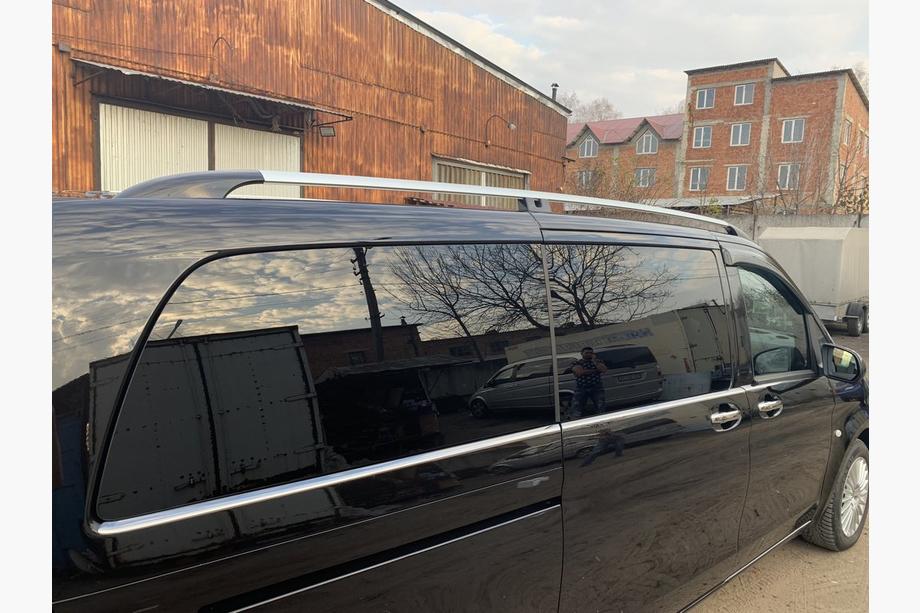 Mercedes Vito/V-class W447 2014- гг. Рейлинги Хром CAN Оригинальный Дизайн (Металлические Ножки) Средняя База (LONG) Фото 5