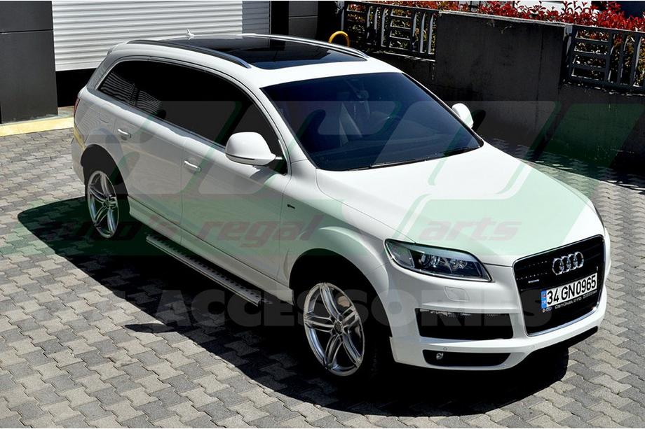 Audi Q7 2005-2015 гг. Боковые пороги Allmond Grey (2 шт., алюминий) Фото 2