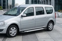 Dacia Logan MCV 2004-2014 гг. Боковые пороги X5-тип (2 шт, алюминий) фото 1