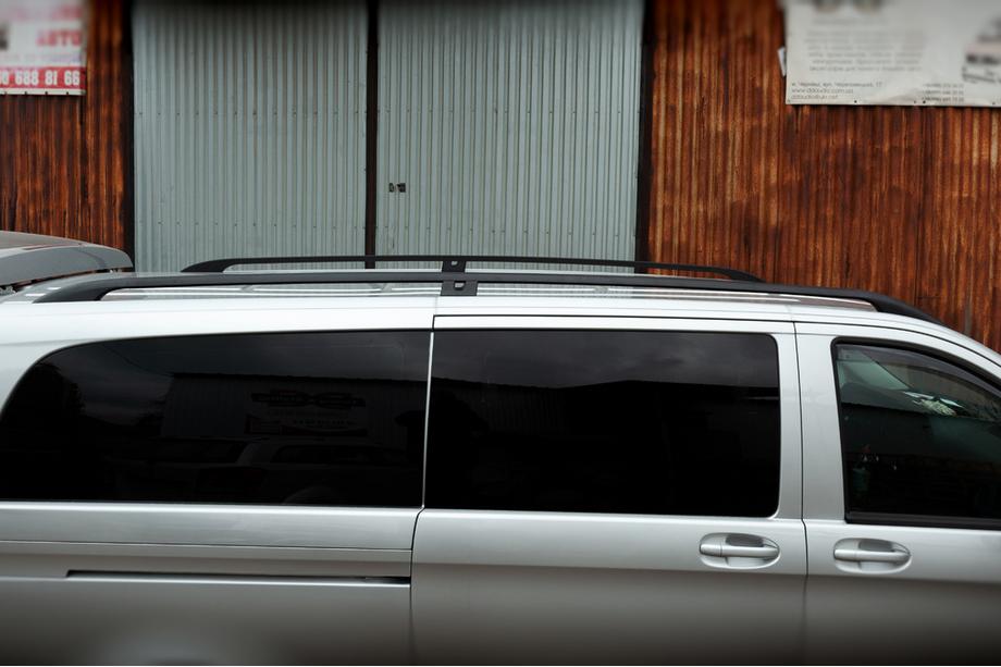 Mercedes Vito/V-class W447 2014- гг. Черные рейлинги CAN Оригинальный дизайн (металлические ножки) Короткая База (SHORT) Фото 4