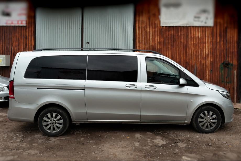 Mercedes Vito/V-class W447 2014- гг. Черные рейлинги CAN Оригинальный дизайн (металлические ножки) Короткая База (SHORT) Фото 5