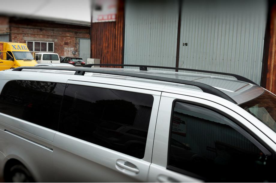 Mercedes Vito/V-class W447 2014- гг. Черные рейлинги CAN Оригинальный дизайн (металлические ножки) Короткая База (SHORT) Фото 3