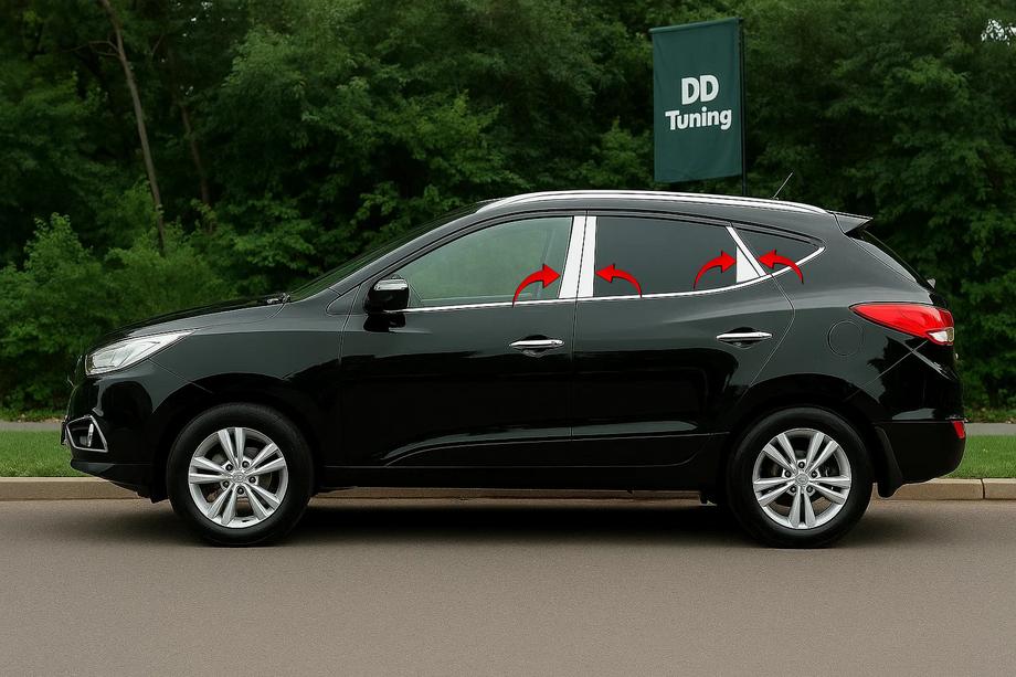 Hyundai IX-35 2010-2015 гг. Накладки на дверные стойки из нержавеющей стали (8 шт.) Image