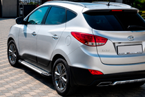 Hyundai IX-35 2010-2015 гг. Боковые Подножки Allmond Grey (2 шт., Алюминий) фото 1