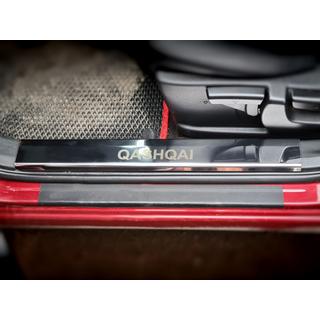 Накладки на пластиковые пороги нержавейка (4 шт) Nissan Qashqai 2010-2014 гг. фото 2