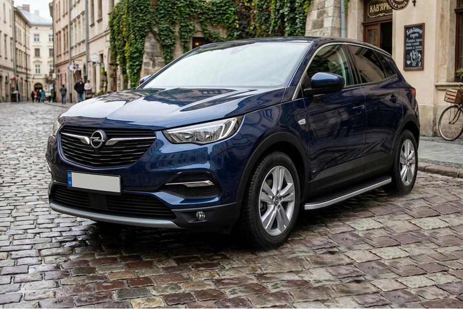 Opel Grandland X 2017- гг. Боковые Подножки Tayga Grey (2 шт, Алюминий) Image