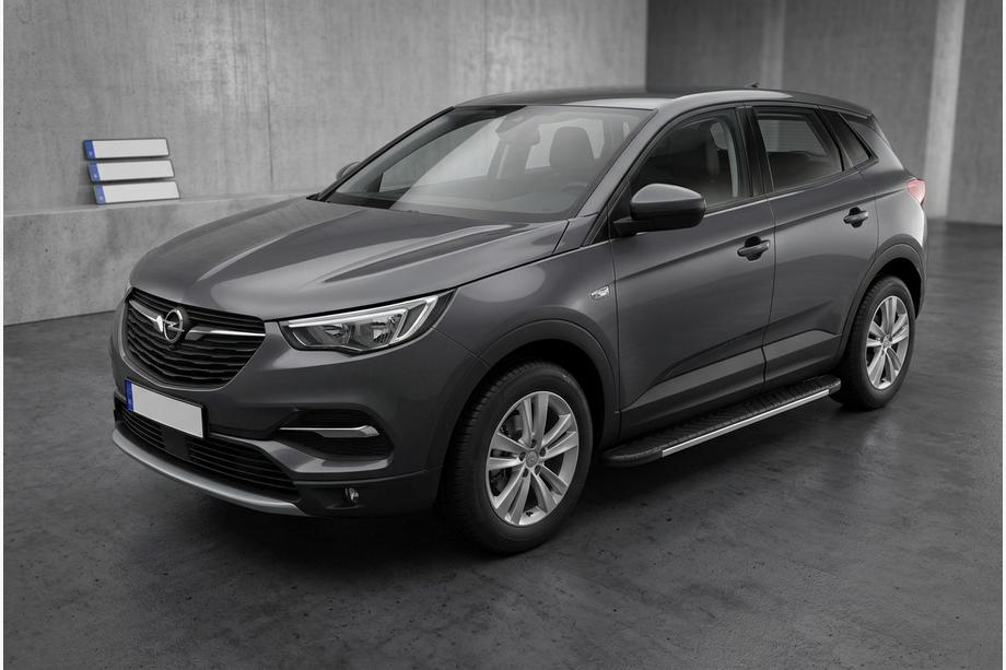 Opel Grandland X 2017- гг. Боковые Подножки Bosphore Grey (2 шт., Алюминий) Image