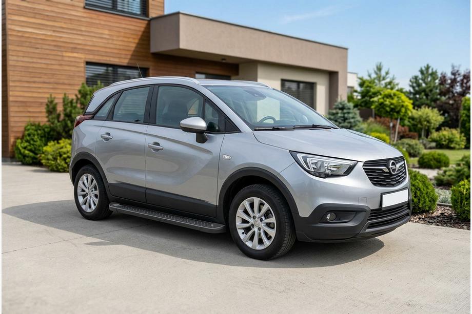 Opel Crossland X 2017-2024 гг. Боковые Подножки Allmond Black (2 шт., Алюминий) Image