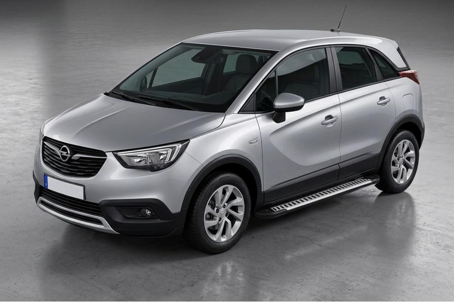 Opel Crossland X 2017-2024 гг. Боковые Подножки Line (2 шт., Алюминий) Image