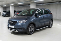Opel Crossland X 2017-2024 гг. Боковые Подножки Tayga Grey (2 шт., Алюминий) фото 1