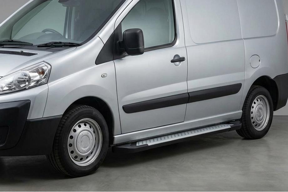 Peugeot Expert 2007-2016 гг. Боковые Подножки Allmond Grey (2 шт., Алюминий) Image