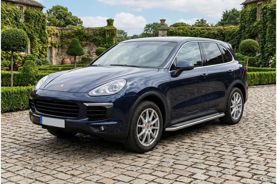 Porsche Cayenne 2010-2017 гг. Боковые Подножки Maydos V2 (2 шт., Алюминий и Нержавейка) Image