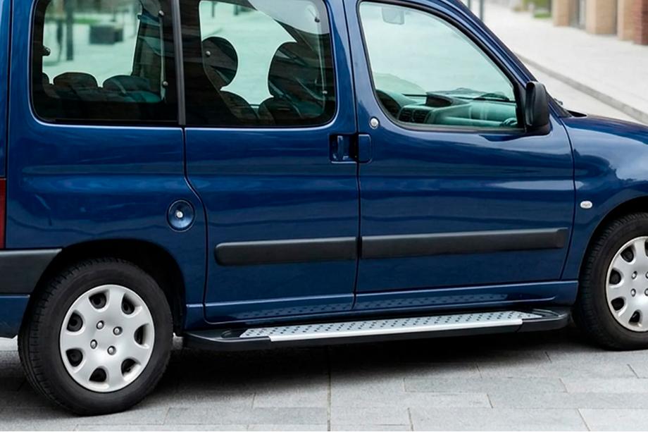 Peugeot Partner 1996-2008 гг. Боковые Подножки Allmond Grey (2 шт., Алюминий) Image