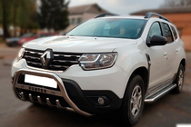 Renault Duster 2018-2024 гг. Передняя защита с надписью WT004 (нержавейка) фото 2