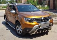 Dacia Duster 2018-2024 гг. Защита переднего бампера без надписи WT003 (нержавейка) фото 5