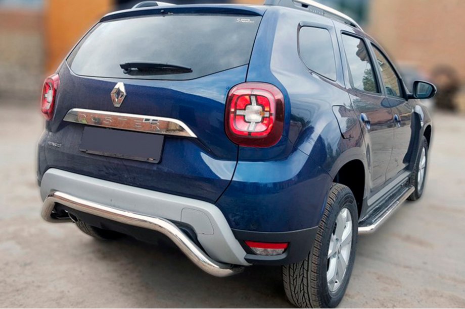 Renault Duster 2018-2024 гг. Задняя защита AK007 (нержавейка) Image