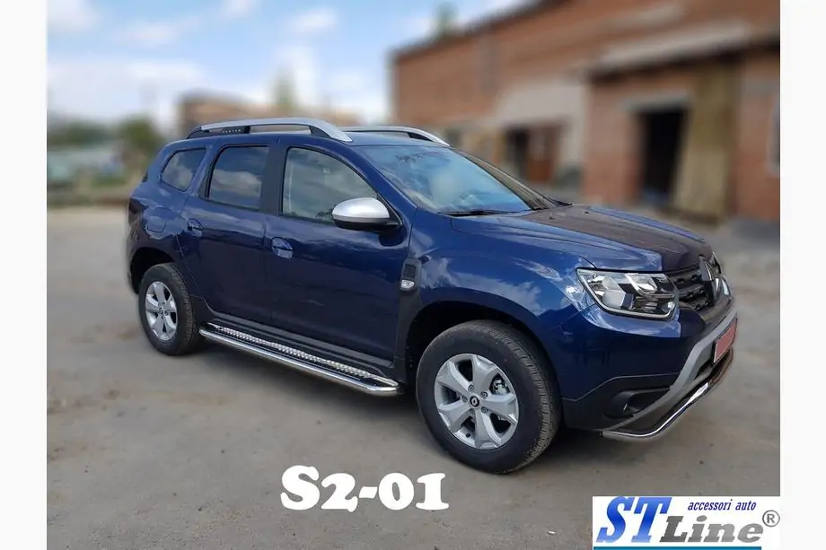 Renault Duster 2018-2024 гг. Боковые Подножки Premium (2 шт., Нержавейка) Image