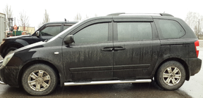 Kia Carnival 2002-2013 гг. Боковые трубы (2 шт., нержавейка) фото 3