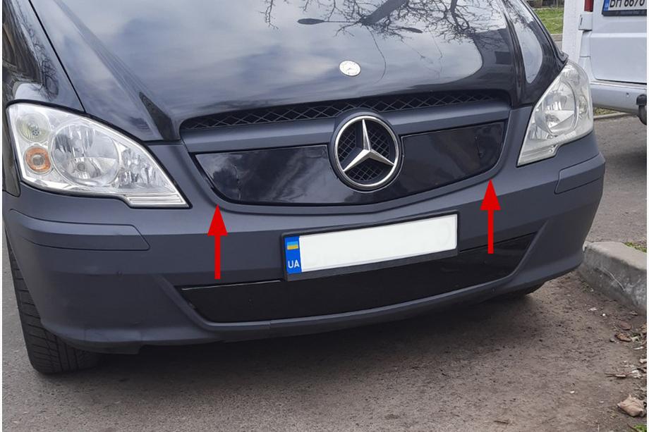 Mercedes Vito W639 2004-2014 гг. Зимняя накладка на решетку радиатора V1 (2010-2015) Матовый Image