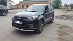 Chery Tiggo 3 2005- гг. Передняя защита ST008 (нержавейка) фото 2