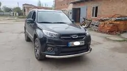 Chery Tiggo 3 2005- гг. Передняя защита ST008 (нержавейка) фото 4