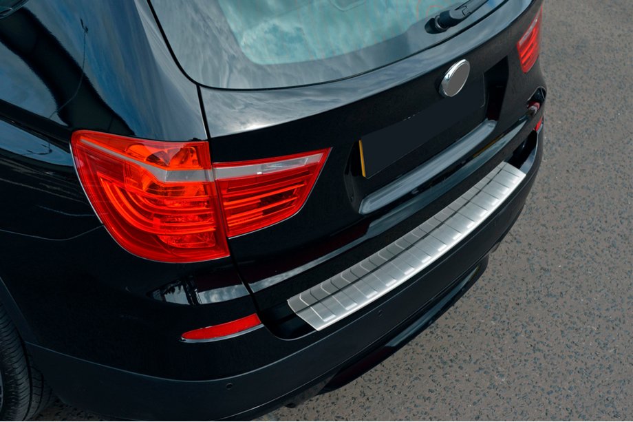 BMW X3 F25 2011-2018 гг. Накладка на задний бампер из нержавеющей стали OmsaLine (матовая, нерж.) Image