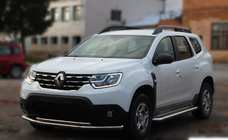 Dacia Duster 2008-2018 гг. Передняя защита ST014 (нержавейка) d60/60 фото 2