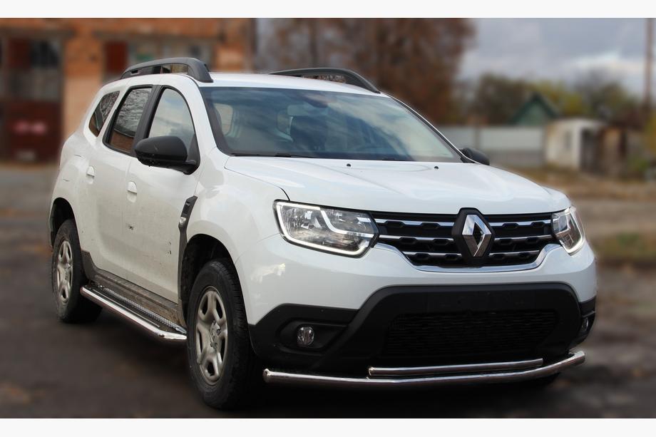 Dacia Duster 2008-2018 гг. Передняя защита ST014 (нержавейка) Фото 3