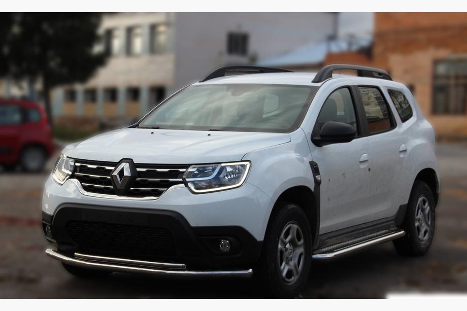 Dacia Duster 2008-2018 гг. Передняя защита ST014 (нержавейка) Фото 2