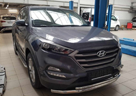 Hyundai Tucson TL 2016-2021 гг. Передняя защита ST014 (нержавейка) d60/42 фото 2