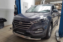 Hyundai Tucson TL 2016-2021 гг. Передняя защита ST014 (нержавейка) d60/42 фото 1