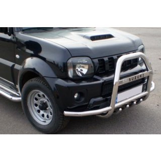 Кенгурятник QT007-Exclusive (с надписью, нерж.) Suzuki Jimny 1998-2018 гг. фото 4