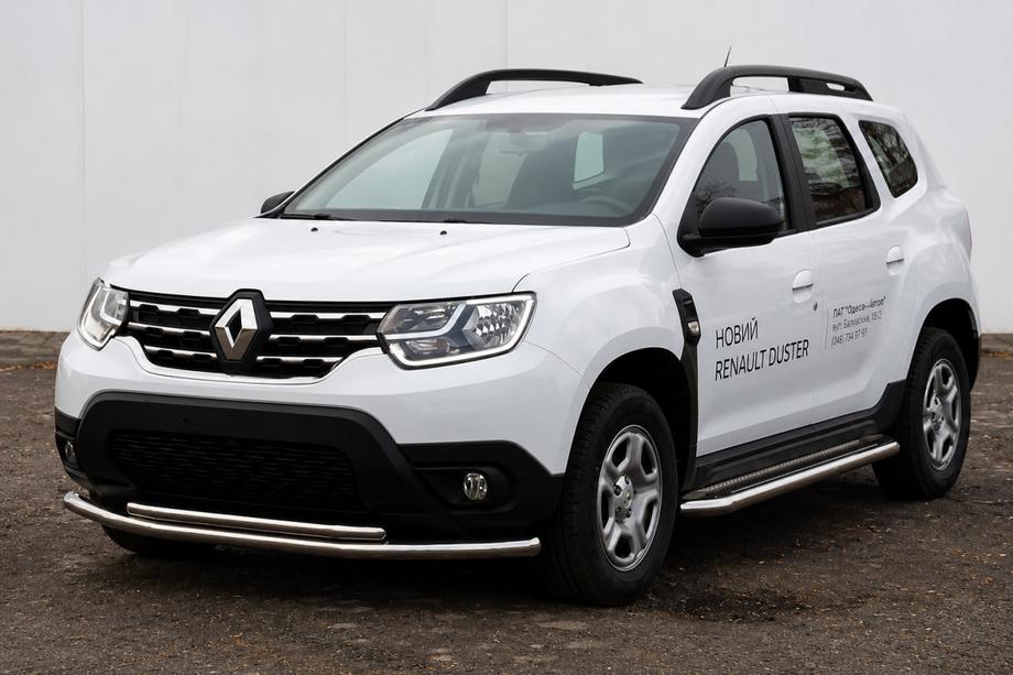 Dacia Duster 2018-2024 гг. Передняя защита F3-10 (нержавейка) Image