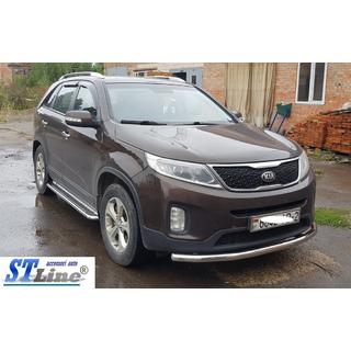 Передняя защита ST008 (2013-2015, Нержавейка) Kia Sorento II XM 2009-2014 гг. фото 2