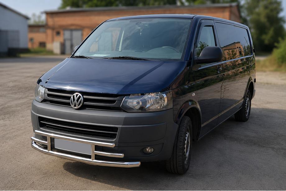 Volkswagen T5 2010-2015 гг. Передняя защита F3-42 (нержавейка) Фото 2
